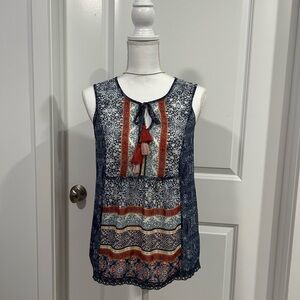 Knox Rose Blue and Orange Lace Blouse